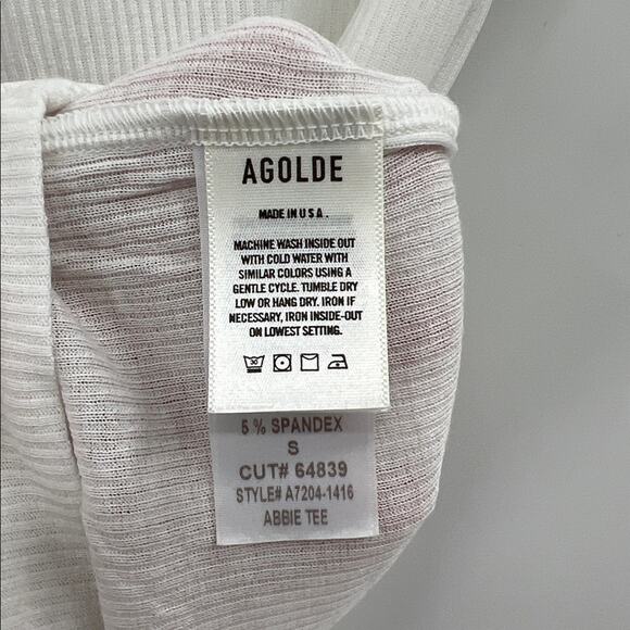 Agolde Women's Abbie Ribbed Tee - White - Small - Picture 4 of 6